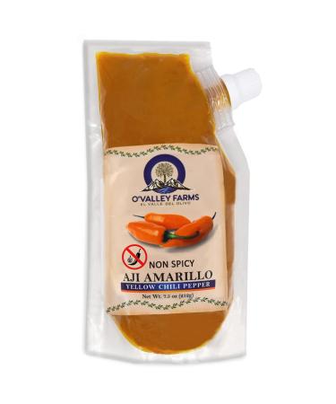 O'Valley Farms - Aji Amarillo No Picante (Mild, Non Spicy), 7.5 oz pouch, Peruvian Yellow Chili Pepper Paste Non-Spicy Pack of 1