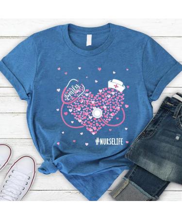 Personalized RN Graduation Shirt | Funny Nurse Gifts | Cute Heart Themed T-Shirt | Custom Name Medical Tee for Nurse's Day | Multi-Color Options - Buy Online on GoSupps.com