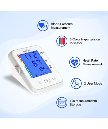 EasyHome Large Cuff Digital Blood Pressure Monitor | 3-Color Backlit Display & Pulse Meter | FDA Cleared for OTC | IHB Indicator | 2 User | FSA Eligible - Buy Online on GoSupps.com