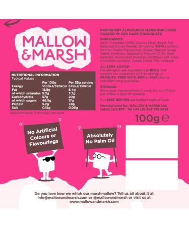 Mallow Marsh Mallow & Marsh Raspberry coated in 70 dark chocolate Marshmallow Sharing Bag Multipack 6 x 100g - Buy Online on GoSupps.com