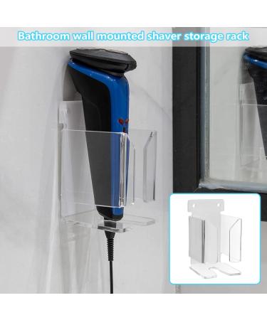 Acrylic Shaver Holder for Shower Men's Bathroom Grooming Essential Wall Mounted Acrylic Shaver and Trimmer Rack Clear - Buy Online on GoSupps.com