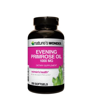Nature's Wonder Evening Primrose Oil 1000 mg Softgels for Women's Health 200ct