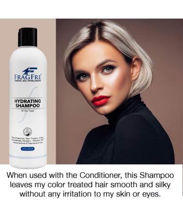 FRAGFRE Hydrating Sensitive Skin Shampoo 12 oz - Sulfate, Paraben, and Fragrance Free - Color Safe, Hypoallergenic Mild Cleanser - Gluten Free, Vegan, Cruelty Free - Natural Cucumber - 12 Fl Oz - Buy Online on GoSupps.com