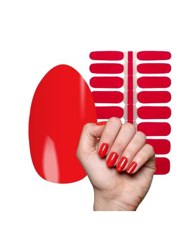 My nails nail foils red I 16 Ultra-thin nail polish strips in single color/red i self-adhesive premium nail art wraps i sticks to natural and painted acrylic gel & shellac nails