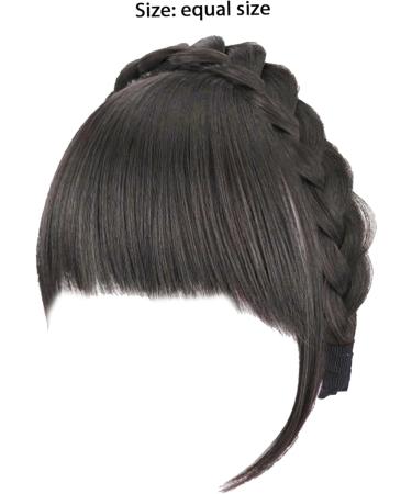 Bangs Hair Clip Natural Looking Braided Headband with Bangs Synthetic Headband Bangs Hair Topper for Women Girls (Black Brown) Brown Black - Buy Online on GoSupps.com