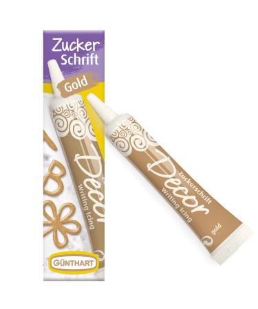 G nthart Backdecor 25 gr sugar script gold for any desserts in a golden color made of sugar for beautiful lettering and pattern 1 Pack (25 gr)