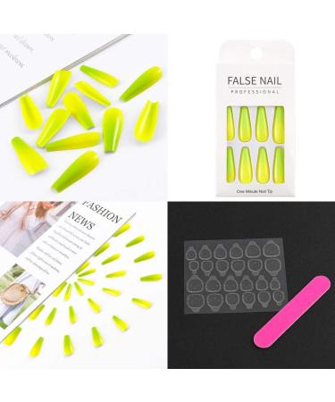 Sethain Glossy Glitter False Nails Green Fake Nail Rhinestone Long Full Cover Coffin Press on Nails for Women and Girls (Green Shade) - Buy Online on GoSupps.com