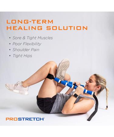 Prostretch StretchRite Full Body Stretching Strap with Grip Handles - Ideal for Sore Muscles Includes Coaching Guide Blue/White | International Shipping Available - Buy Online on GoSupps.com