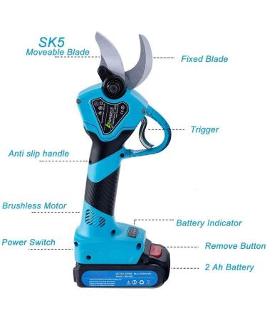 21V Cordless Electric Pruning Shears 30Mm Cutting Diameter 2Pcs Rechargeable 2Ah Lithium Battery Electric Garden Scissors Anti-Cut Safety Electric Pruner 6-8 Working Hours Small Gift - Buy Online on GoSupps.com