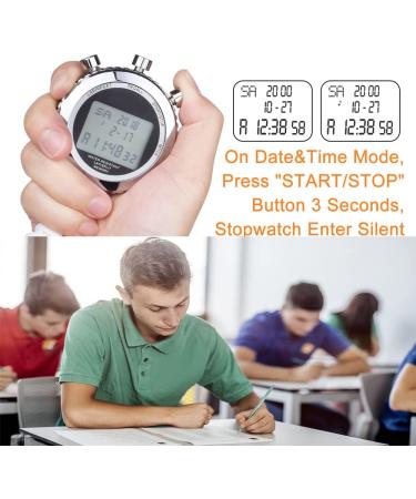 Tvorvik Silent Metal Stopwatch with Countdown Timer - 100 Lap Memory, Large Display - Ideal for Sports, Coach, Referee, Fitness Testing - Includes Lanyard - Buy Online on GoSupps.com