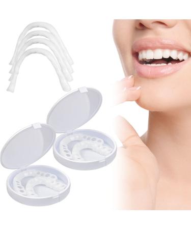 2 Packs Fake Teeth, Dental Veneers for Upper and Lower Jaw , Veneers Dentures Socket for Women and Men, Protect Your Teeth and Regain Confident Smile Two Pairs