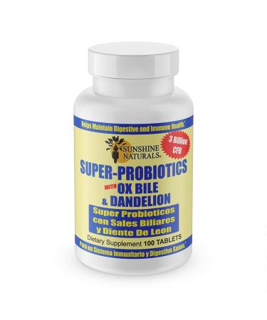 Sunshine Naturals Super Probiotics Supplement. Improves Digestion Gut Health Immune System Support and Healthy Bowel Function. Promotes Healthy Flora. 100 Capsules.