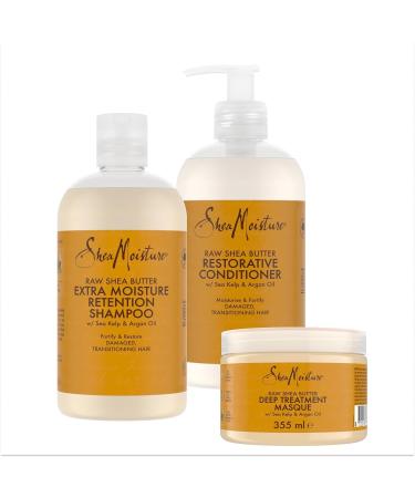 Unilever SheaMoisture Shampoo Conditioner and Treatment Mask for damaged hair Raw Shea Butter Shampoo 1x 384 ml Conditioner 1x 384 ml Treatment Mask 1x 355 ml 3 pieces