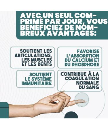 Vitamine D3 2000 UI + Vitamine K2 160 comprim s Haute Dose pour les Articulations les Os les Dents les Muscles le Syst me Immunitaire et l'Absorption du Calcium et du Phosphore - Buy Online on GoSupps.com