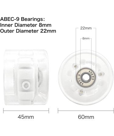 Nezylaf 65mm/60mm 82A Skateboard Wheels - Light up with 6 LED Lights - RGB Colorful Design - Longboard Street Trucks - Bearings Installed - Buy Online on GoSupps.com
