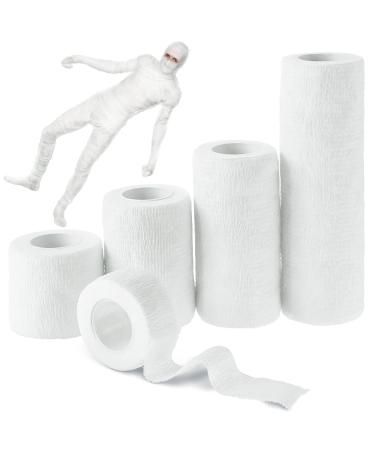 25 Yards 5 Rolls Halloween Mummy Bandage Wrap Self Adhesive Stretch Gauze Bandage Rolls Halloween Mummy Costume for Women Men Cosplay