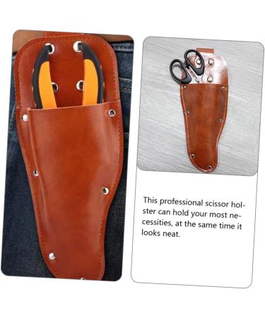 Minkissy 2pc Shear Set Leather Sheath Holder for Hairdressing & Garden Scissors - Durable Salon Pliers Storage Light Brown 23.2x8cm - Buy Online on GoSupps.com