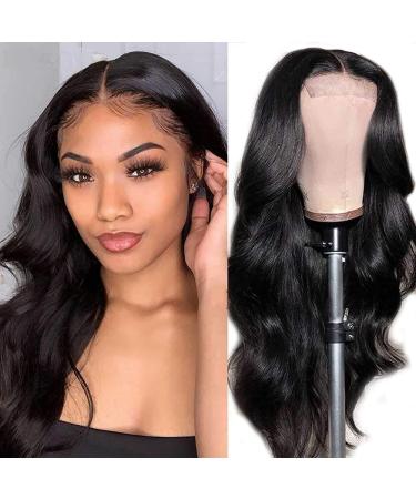 ANNELBEL Body Wave Lace Closure Wigs Human Hair Pre Plucked with Baby Hair Glueless Lace Closure Wigs Brazilian Human Hair Wigs for Black Women (18 Inch  Natural Color  150% Density  Body Wave Wig) 18 Inch (Pack of 1) Na...