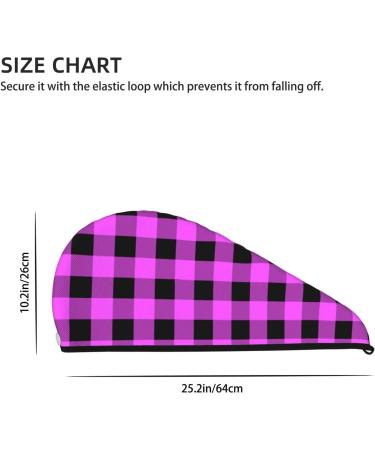 Hair Towel Wrap - Fast Drying Towel Turban with Button Purple Black Buffalo Plaid - Buy Online on GoSupps.com