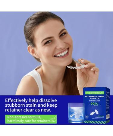Dentshield Retainer Cleaning Tablets - 120 Minty Fresh Braces & Denture Cleaner Tabs for Stain-Free Retainers | 4 Months Supply - Buy Online on GoSupps.com