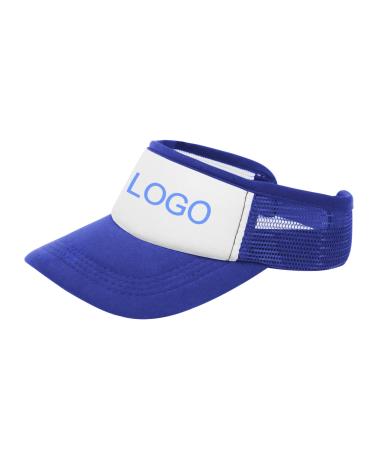 Customized Visor Hat Add Your Own Text Image Logo, Personalized Men Women Adjustable Empty Top Baseball Cap Summer Sun Hat Blue