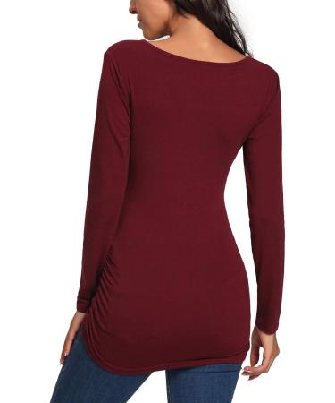 Love2Mi Maternity Nursing Shirt | Short Sleeve V-Neck Breastfeeding T-Shirt | Pregnancy Top in Weinred - Buy Online on GoSupps.com