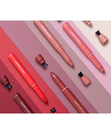 Lip Liner Creamy Nude Lip Liner and Lipstick Set Super Pigmented 2-In-1 Matte Lip Liners Lip Crayon Pen Built-in Sharpener Waterproof Non-fading Long Lasting Lip Stick & Lipliner Pencil for Women - Buy Online on GoSupps.com