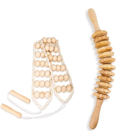Beeryfun Maderotherapy Set - 2-Piece Wood Massage Device & Roller for Cellulite Relief - Natural Pain Relief for Neck Legs and Back - Buy Online on GoSupps.com