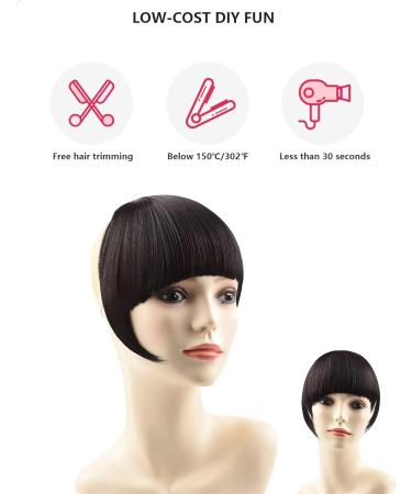 Yamel Bangs Hair Clip in Bangs Hair Extensions Synthetic Dark Brown Flat Bang with Temples Front Face Fringe Bangs Hair Pieces for Women 4# Dark Brown - Buy Online on GoSupps.com