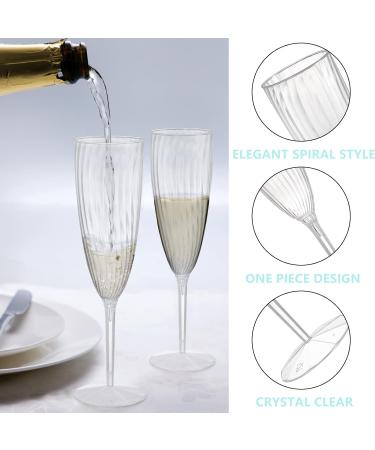 Tebery 18 Pack 6oz Clear Plastic Champagne Flute - Disposable Mimosa & Wine Glasses for Parties & Special Occasions - Buy Online on GoSupps.com