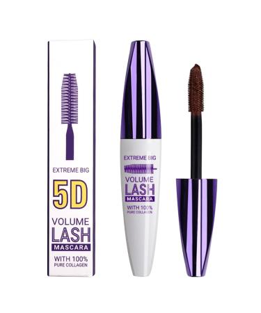 Generisch 5D Silk Fiber Mascara Waterproof Mascara Mascara with Collagen Volume Long Long No Lumps Intense Black Eye Makeup Dramatic Cosplay Makeup Mascara (Brown)