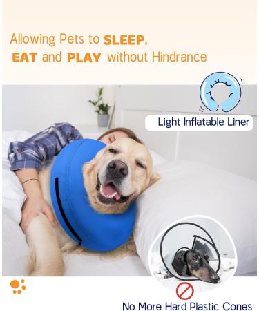 Supet Rewrise Dog Collar - Leak Protection Soft Inflatable Post-Op Collar for Dogs | Blue L (33.0-35.6 cm) - Buy Online on GoSupps.com