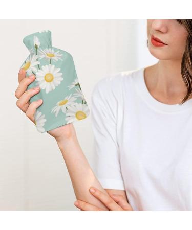 White Flowers Hot Water Bottle with Plush Cover - Hand Warmer for Adults & Children | 26.5x15.3cm - Ideal for Comfort & Warmth - Buy Online on GoSupps.com