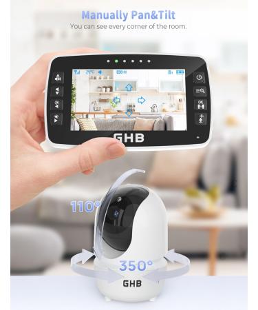 GHB Baby Monitor with Camera - 4.3 Inch LCD 720p Night Vision 350 Rotation Eco Mode - 2 Cameras for Enhanced Baby Monitoring - Buy Online on GoSupps.com