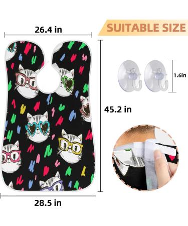 Beard Bib Apron for Men - Non-Stick Waterproof Hair Catcher with Colorful Cat Pattern | Perfect for Shaving & Trimming - Buy Online on GoSupps.com