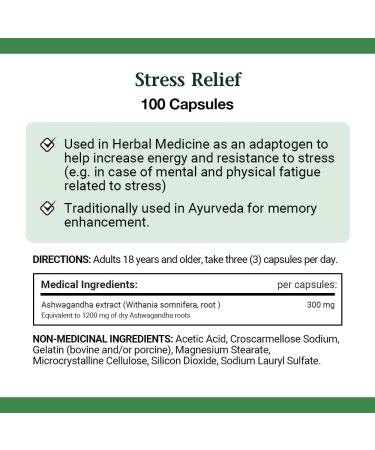 Nature's Bounty Stress Relief Ashwagandha 100 Capsules Help increase energy and resistance to stress - Buy Online on GoSupps.com