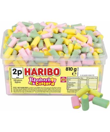 Haribo Rhubarb and Custard Sweets Tub - 810g Fruit Flavoured Soft Candy - Buy Online on GoSupps.com