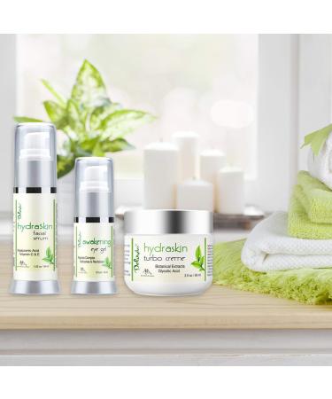Deluvia HydraSkin Awakening System - Ultimate Skin Care Set with Eye Gel Facial Serum & Night Cream | Botanical Hyaluronic Acid AHA Vitamin C Aloe Vera - Buy Online on GoSupps.com