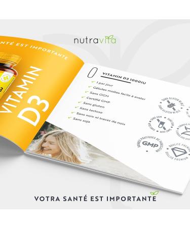 Vitamin D 1000 IU - 365 Soft Capsules - For 1 Year - Maintaining a Healthy Immune System Muscles Bones and Teeth - Vitamin D3 1000iu Cholecalciferol - Nutravita - Buy Online on GoSupps.com