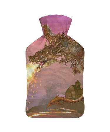 Dragon Hot Water Bottle With Cover Plush Bed Bottle Hand Warmer For Adults And Children 26.5X15.3cm