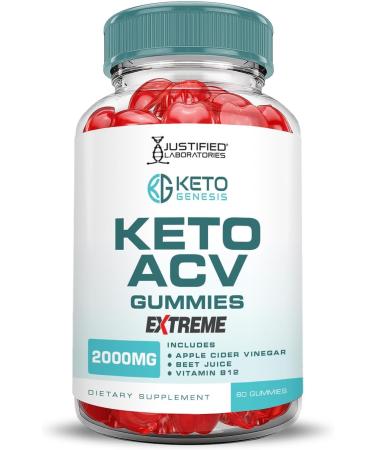 Justified Laboratories Keto Genesis Keto ACV Gummies Extreme 2000MG Keto Genesis Keto Gummies Advanced Formula Apple Cider Vinegar with Pomegranate Beet Juice Powder B12 Vegan Non GMO 60 Gummys 60 Count (Pack of 1) - Buy Online on GoSupps.com