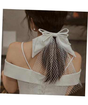 minkissy 1pc Small Bow Veil Kids Hair Tiaras for Girls Wedding Hair Bow Veils for Brides Hair Bow Ponytail Bridal Headpiece Hair Accessories for Bride Mesh Baby Alligator Clip Grace - Buy Online on GoSupps.com