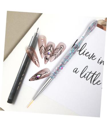 minkissy 2sets Nail Art Drawing Pen Nail Pens Nail Art Liner Nail Dtriper Transparent Handle Nail Brush Micro Paint Brush Nail Art Supply Paint Pen Draw a Line Alloy Pen Holder - Buy Online on GoSupps.com