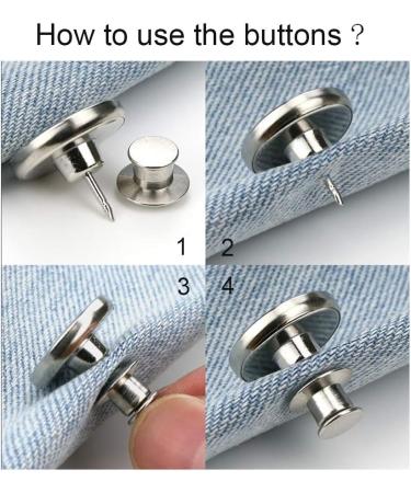 Instant Jean Button Pins for Pants - No Sew, No Tools Needed | 4 Sets Replacement Buttons | Easy Installation, Reusable & Adjustable - Buy Online on GoSupps.com