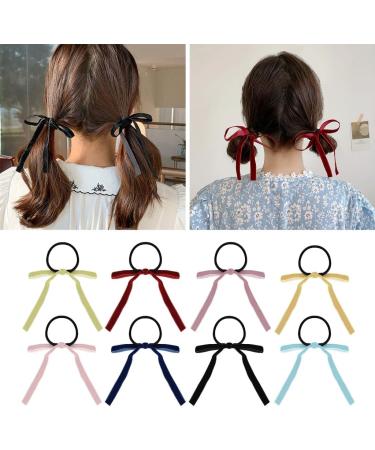 Limtula 2pieces Colorful Ribbon Bowknot Hair Scrunchies Elastic Hair Ropes Ponytail Holder Festival Woman Hair Supplies Black - Buy Online on GoSupps.com