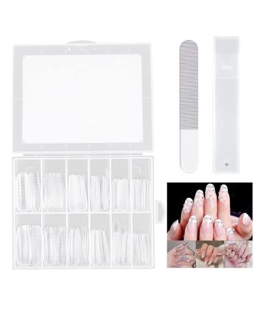 120pcs Clear Dual Nail Forms System with File Acrylic Nail Mold Nail Forms for Nail Extensions Full Cover Fasle Nail Tips Nail Extension Nail Art Manicure Tools(Clear)