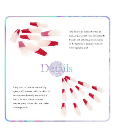 Acedre Coffin Red Press on Nails - 24 Pack Glossy French Tips for Women and Girls - Buy Online on GoSupps.com