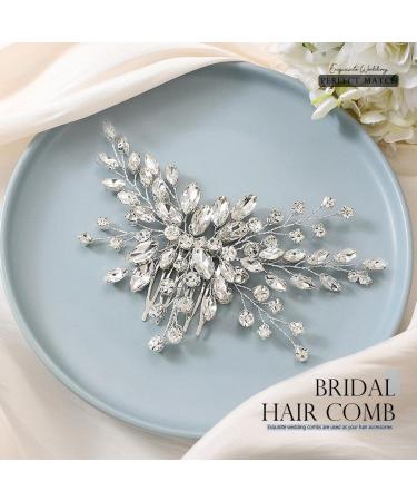 Easedaily Silver Crystal Wedding Hair Comb - Bridal Rhinestone Headpiece for Women and Girls - Buy Online on GoSupps.com