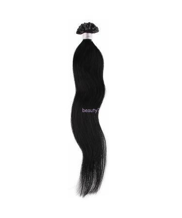 Beauty7-50 STK U-tips Real hair strands 100% Remy real hair hair extension 60cm 1g bonding real hair extensions strands 24 inch black #1 24 inch/60cm #1 black