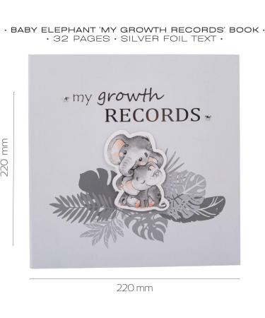 Grey Elephant Themed Baby Growth Records Book | Personalize First Adventures, First Haircut, First Christmas | 32 Page Keepsake Album - Buy Online on GoSupps.com
